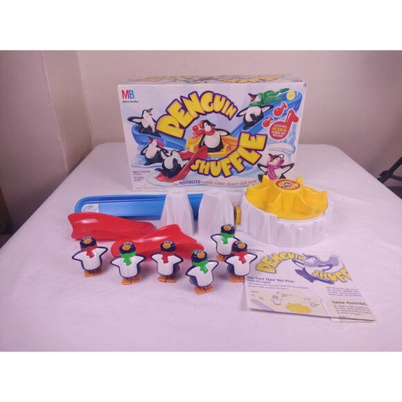 1995 Penguin Shuffle Motorized Slide Game MB Milton Bradley INCOMPLETE Set - Picture 1 of 7